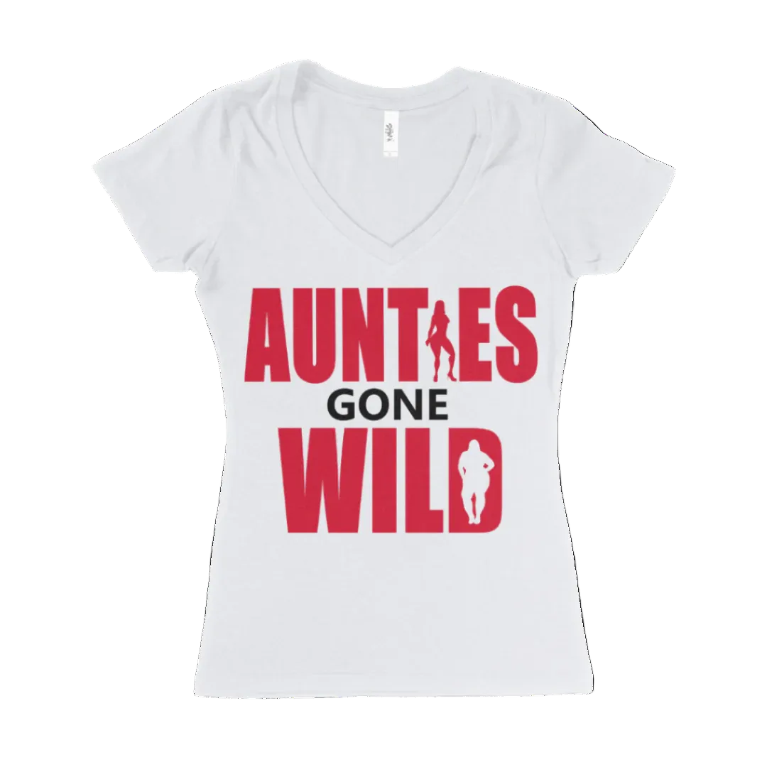 Aunties Gone Wild V-Neck Tee – White