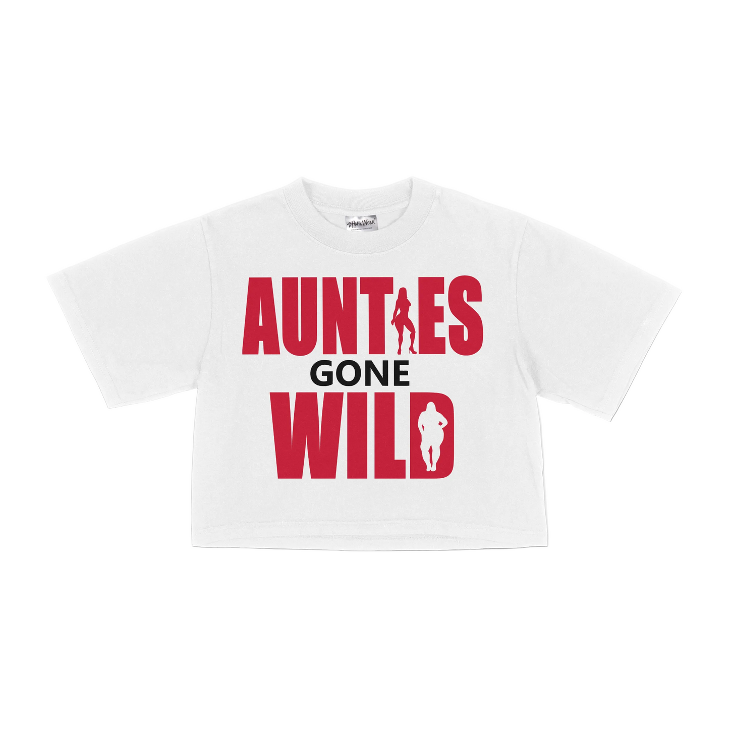 Aunties Gone Wild Crop Top Tee – White