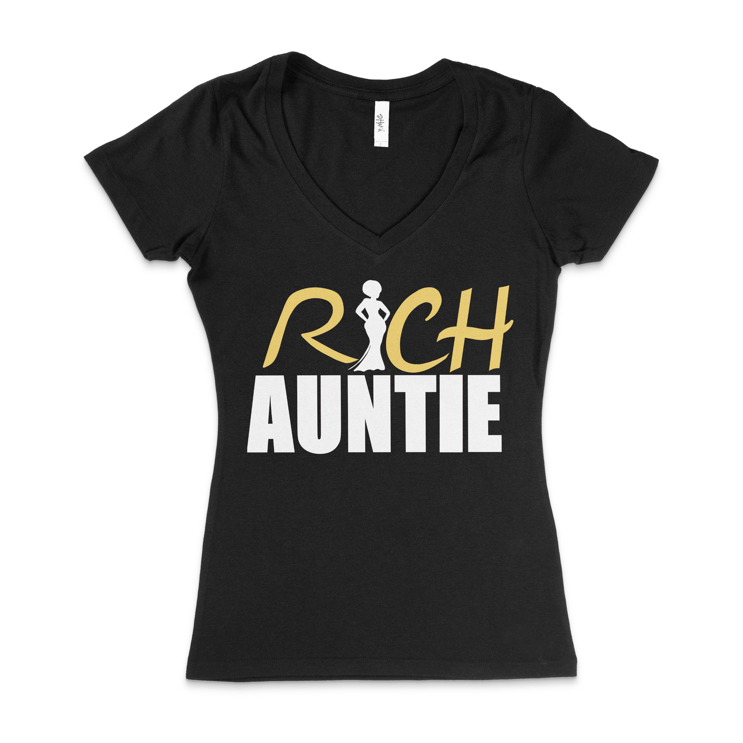 Rich Auntie V-Neck Tee – Black