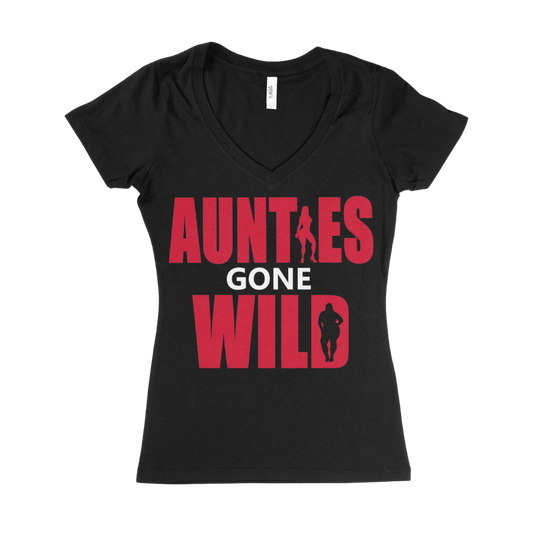 Aunties Gone Wild V-Neck Tee – Black