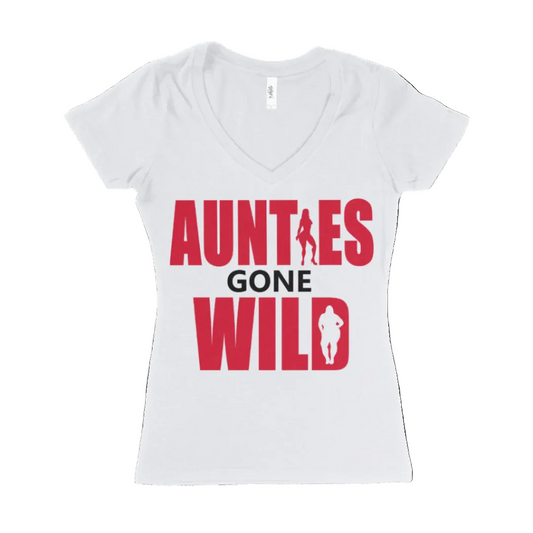 Aunties Gone Wild V-Neck Tee – White