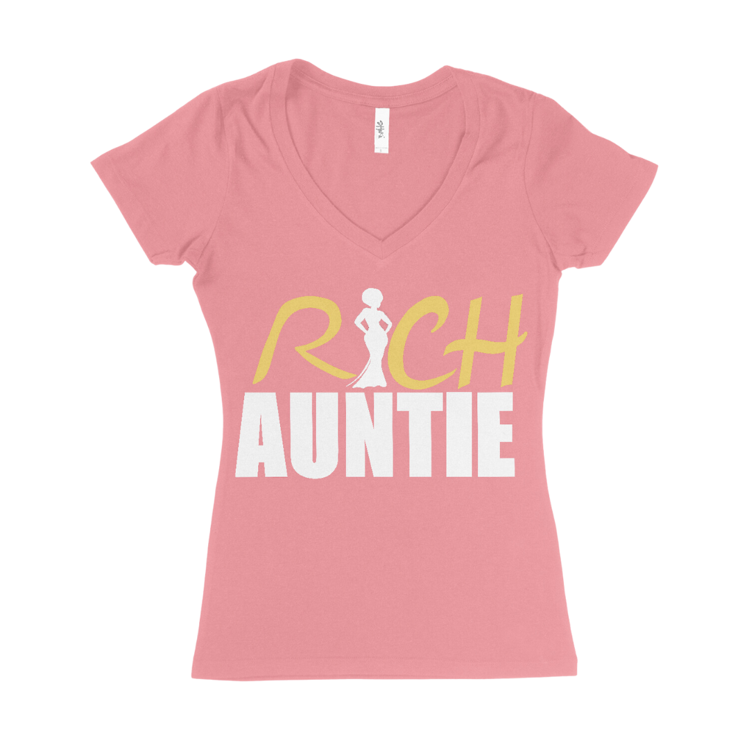 Rich Auntie V-Neck Tee (Pink)