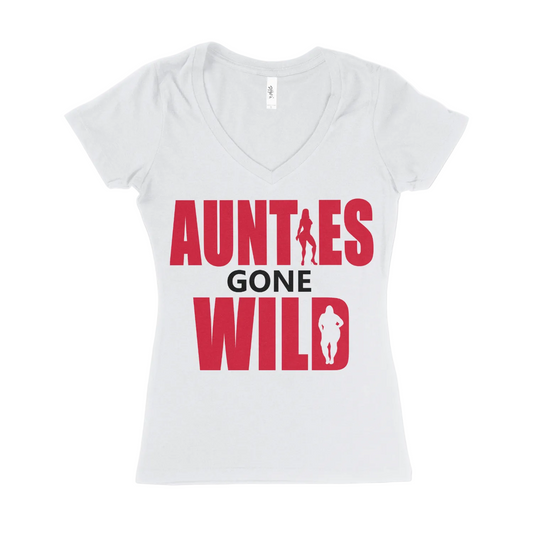 Aunties Gone Wild V-Neck Tee – White