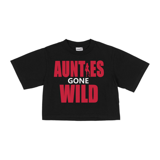 Aunties Gone Wild Crop Top Tee – Black