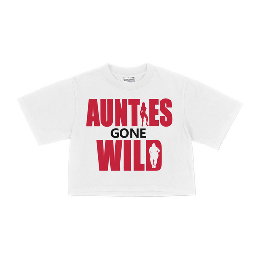 Aunties Gone Wild Crop Top Tee – White