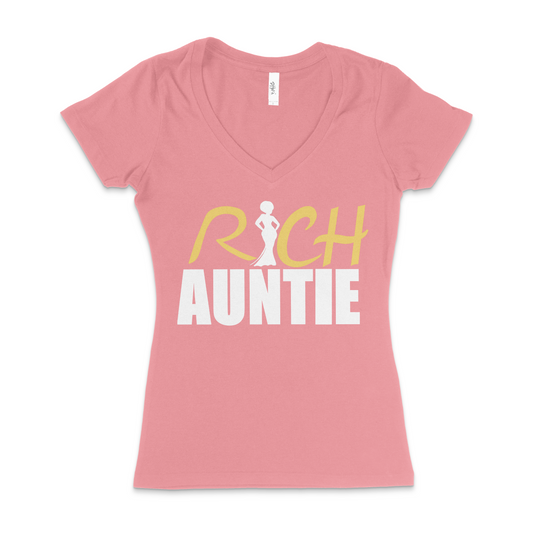 Rich Auntie V-Neck Tee (Pink)