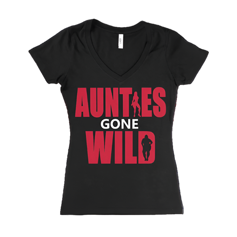 Aunties Gone Wild V-Neck Tee – Black