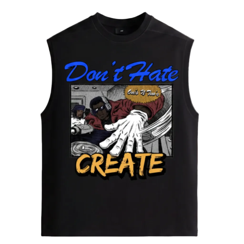 Black Sleeveless Don't Hate Create - Vintage